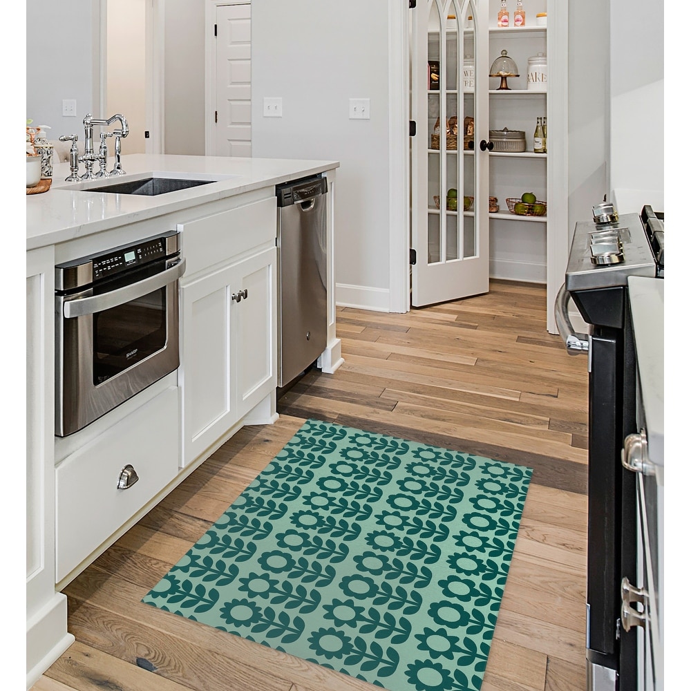 Modern Abstract Kitchen Mats for Floor, Blue Green Turquoise Teal Kitchen  Rugs Set of 2 Carpet Area Rug, Vintage Farmhouse Modern Kitchen Decor and