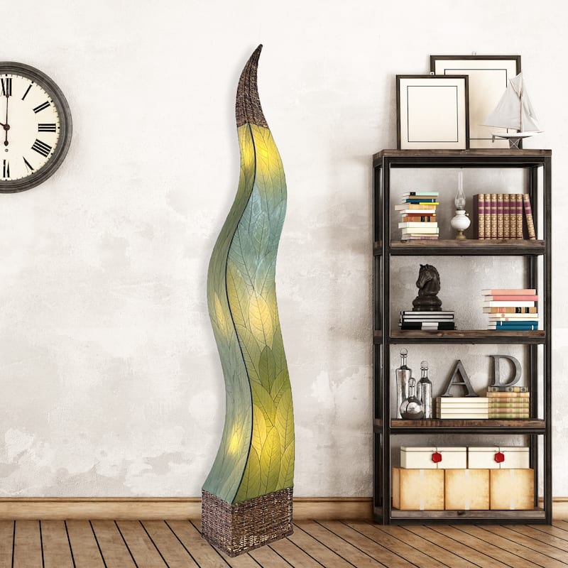 Eangee Handmade Flame Giant Lamp, Cocoa Leaves Shade, 13 x 13 x 72 in. - 13 x 13 x 72