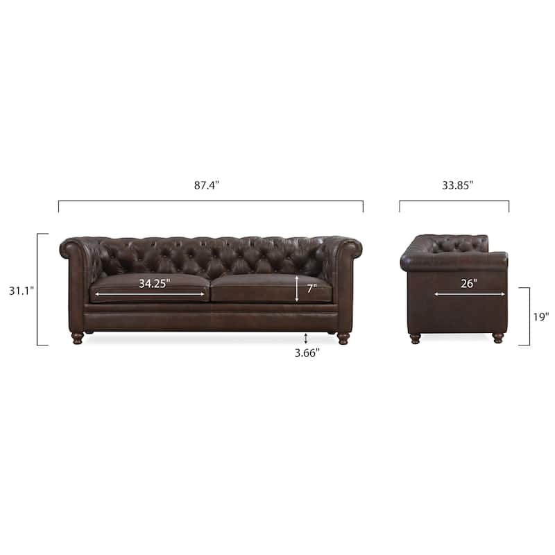 Poly & Bark Lyon 87" Sofa - Full Grain Genuine Italian Leather