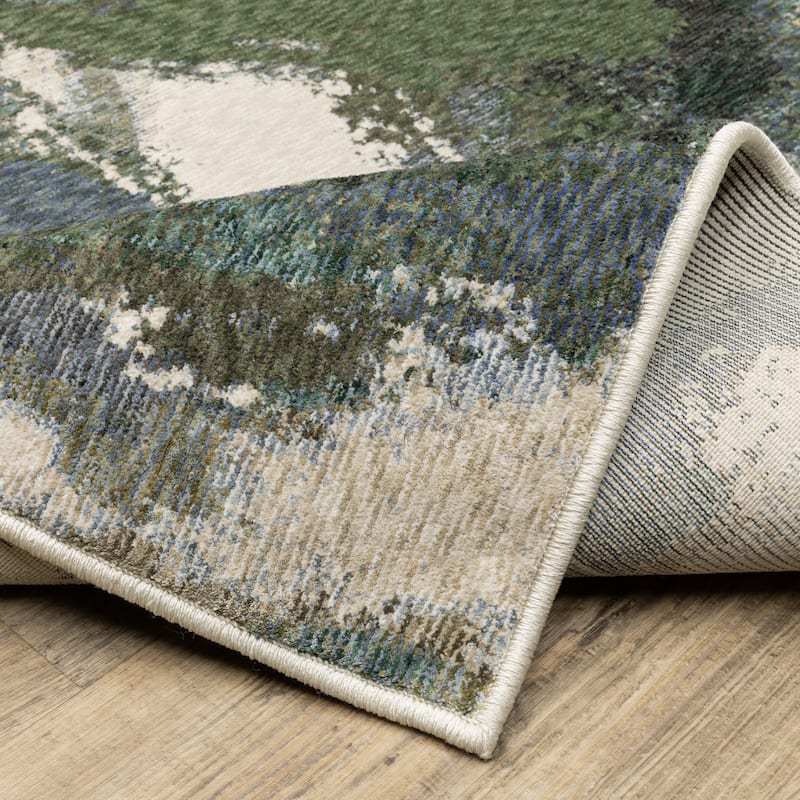 Tobias Abstract Paint Blue/ Green Area Rug-