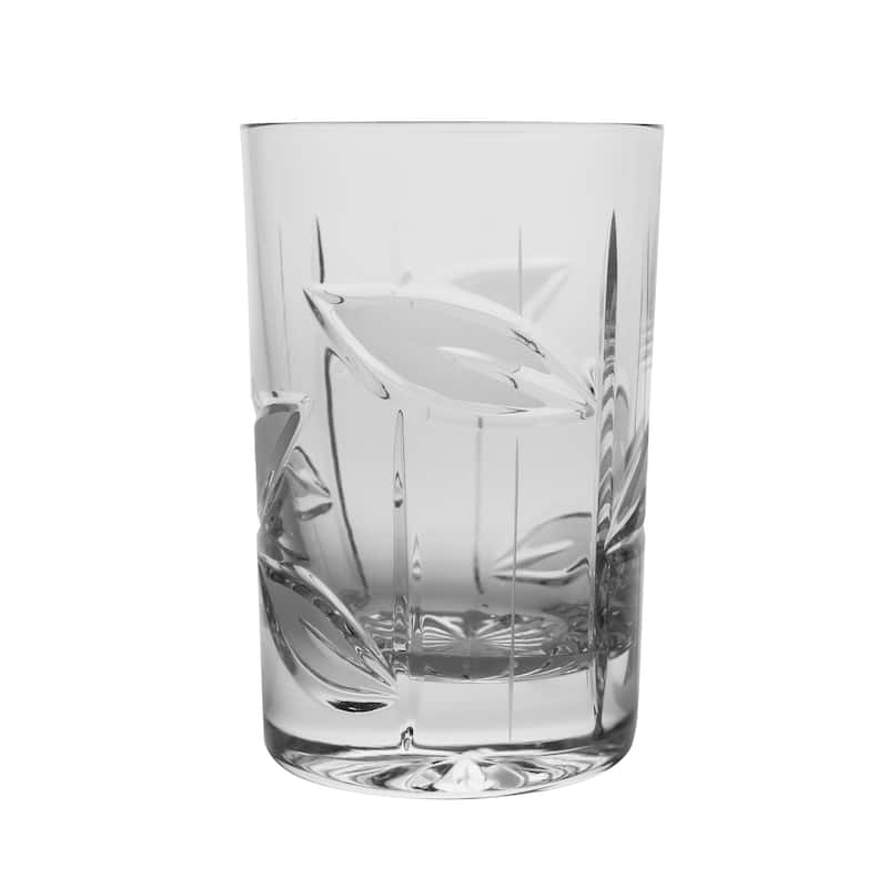 Crystal Highball Tumblers - 6 Oz. -Frosted Leaf Design - Set /6