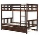 preview thumbnail 22 of 58, Kid Bed Frame Solid Wood Twin Over Twin Bunk Beds with Trundle,Safety Rail and Ladder
