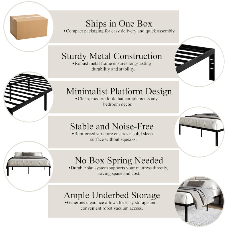 CraftPorch Minimalist Metal Platform Bed