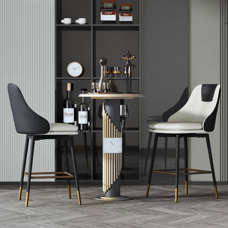 Full Back Upholstered Counter Stool With Metal Frame (Set of 2)