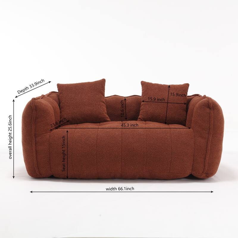 66-Inch Chenille Upholstered Loveseat with Pillows