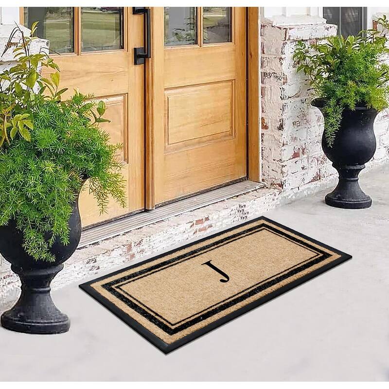 A1HC Picture Frame Natural Rubber & Coir Large Monogrammed Doormat 24"x48"