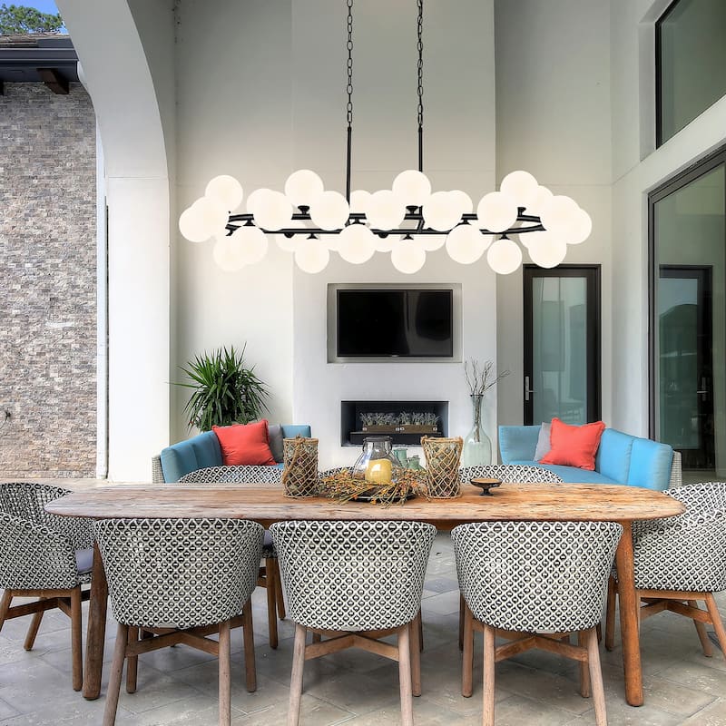 32-Light Mid Century Modern Chandelier Black Sputnik Light Fixture