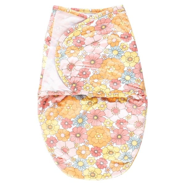 slide 1 of 1, Hudson Baby Infant Girl Plush Faux Fur Swaddle Wrap, Peace Love Flowers, 0-3 Months - Peace Love Flowers - 0-3 Months 0-3 Months - Peace Love Flowers