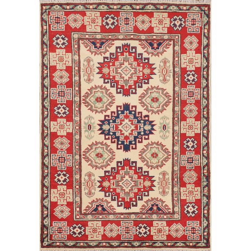 Kazak Accent Rug Handmade Oriental Foyer Wool Carpet - 2'10" x 4'2"