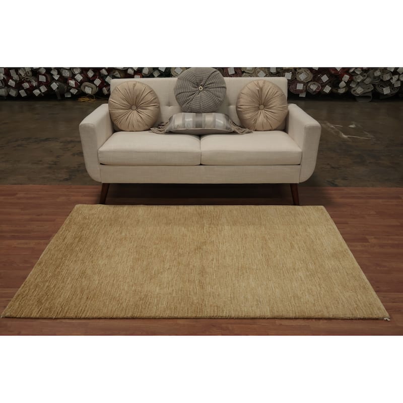 Hand Knotted Oriental 100% Wool Carpet Tribal Contemporary Yellow & Gold Gabbeh Area Rug - 5' 11'' X 4' 0''