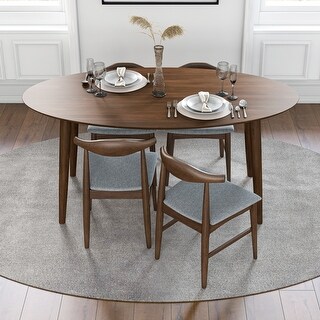 Kennis Modern Solid Wood Walnut Dining Table and 4 Chairs Set - Bed ...