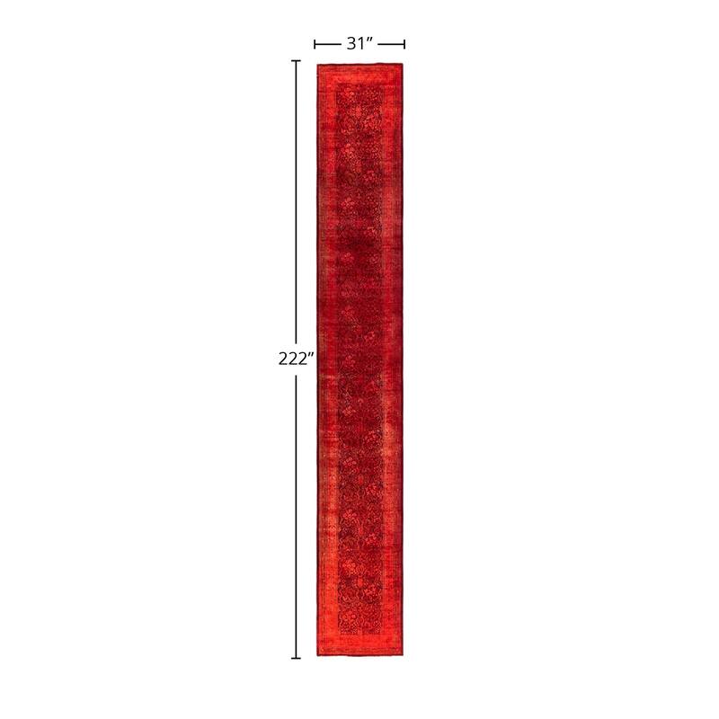 Contemporary Overdyed Wool Hand Knotted Runner - 2' 7" x 18' 6"
