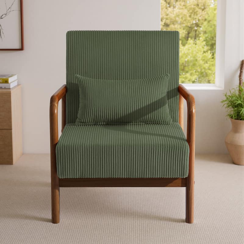 Mid-Century Upholstered Accent Chair with Wood Frame