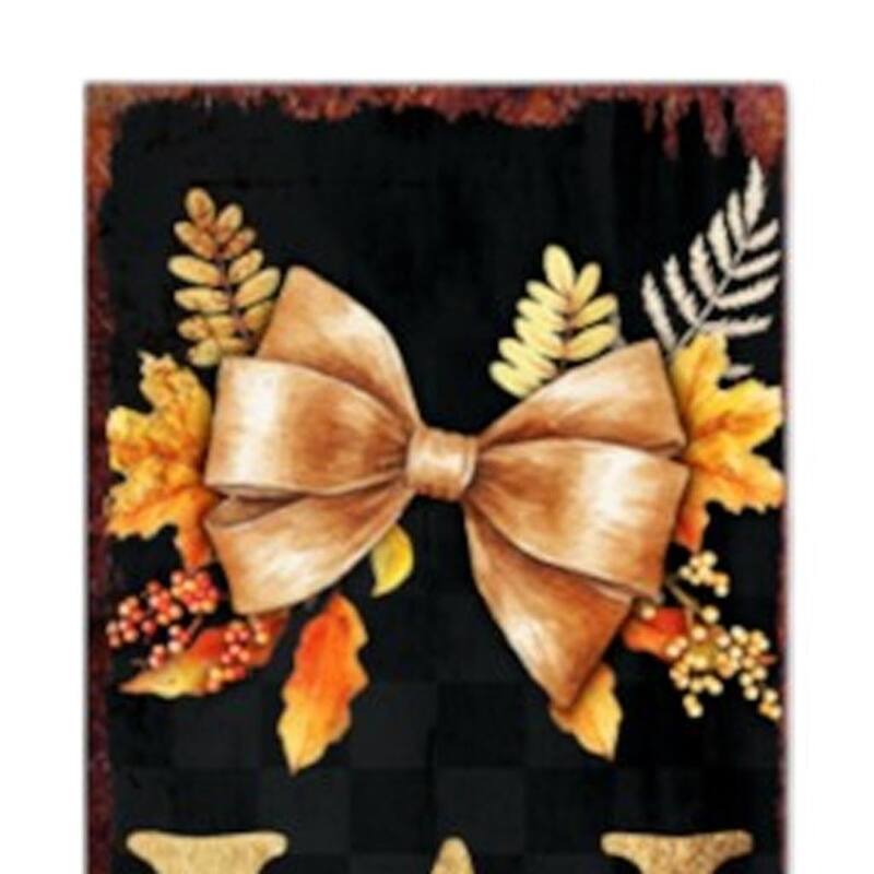 HomeRoots 72" Black Gold And Orange Solid Wood Welcome Porch Sign