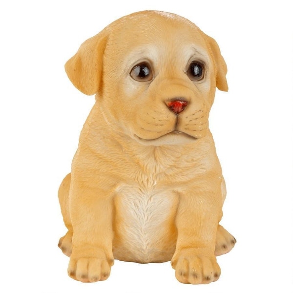 6'" Sitting Yellow Lab Puppy Dog Hand Painted Outdoor Garden Statue - N/A