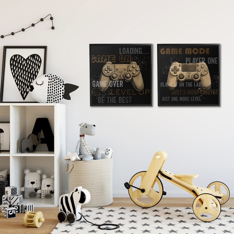 Stupell Vintage Game Controls & Phrases Framed Giclee Art Design By Kim Allen (Set of 2)