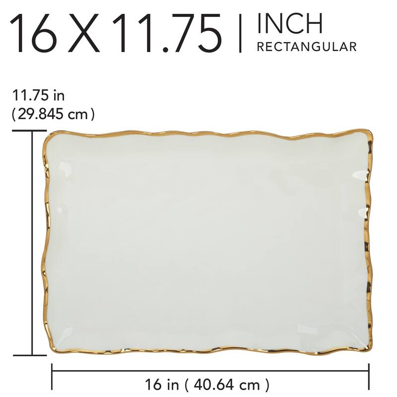 Certified International Regency Gold Rectangular Platter 16" x 11.75" - 16" x 11.75" x 1.25"