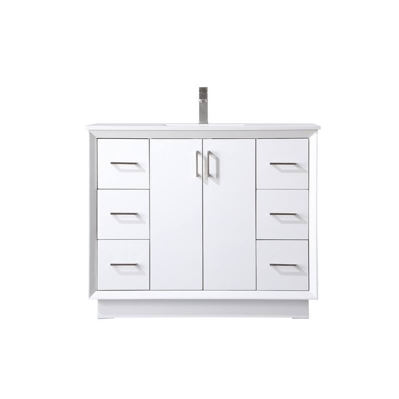 Elegant Lighting VF19642 Hayes 42" Free Standing Single Basin Vanity - White