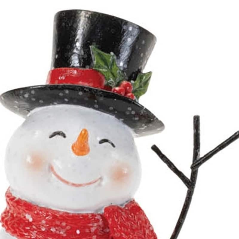 HomeRoots Set of Three Red And White Polyresin Christmas Snowman Figurines - 4.50 in. x 5.00 in. x 2.75 in.
