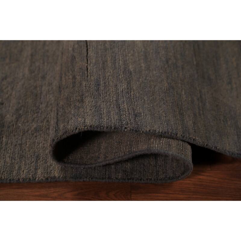 Gray Gabbeh Modern Area Rug Hand-Knotted Wool Carpet - 6'4" x 9'10"