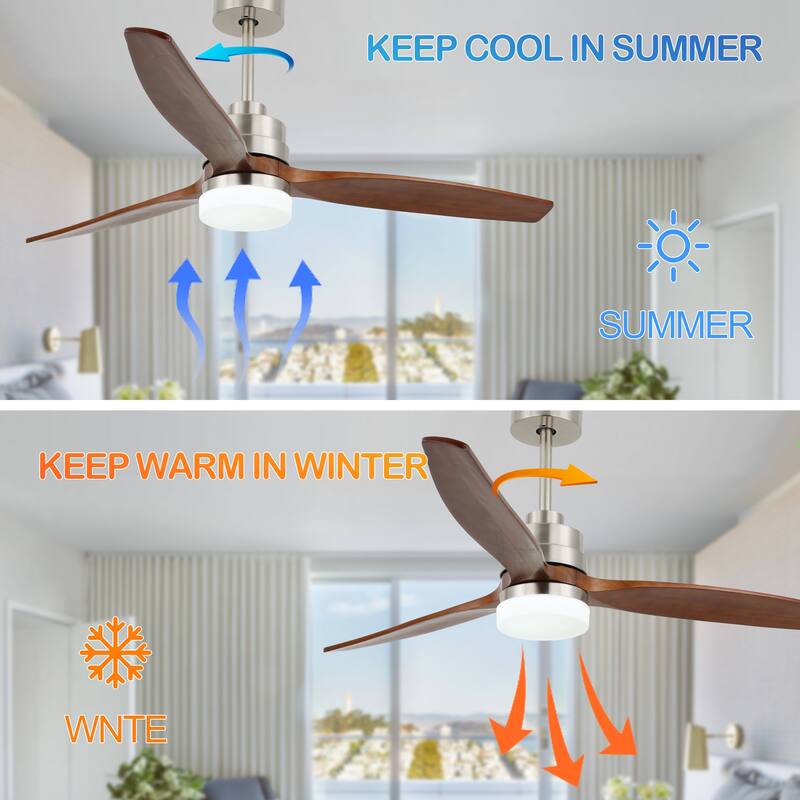 Oaks Aura 52 in. LED Indoor Solid Wool Walnut Scandi-Japanese Zen Ceiling Fan With Latest DC Motor Technology