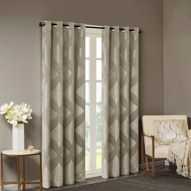 SunSmart Abel Ogee Knitted Jacquard Total Blackout Curtain Panel