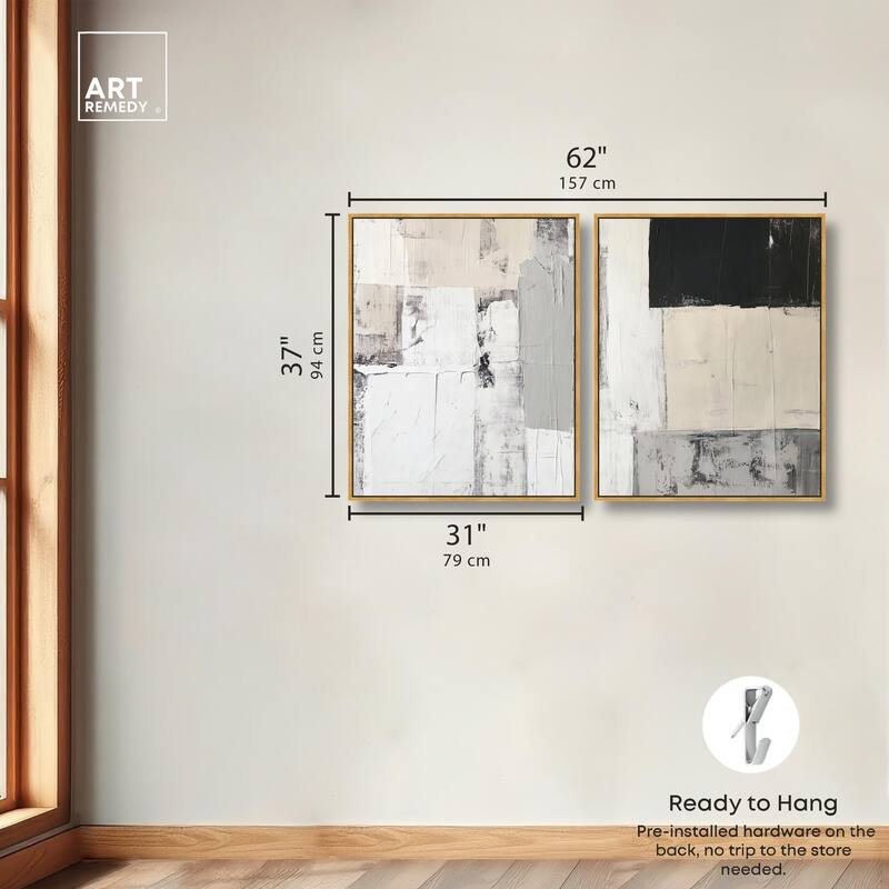 Chalk and Charcoal Canvas Set of 2 by Art Remedy