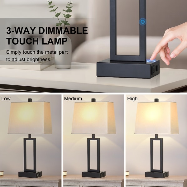 Industrial Table Lamp, 2-Piece Set, 3-Way Dimmable Touch Control