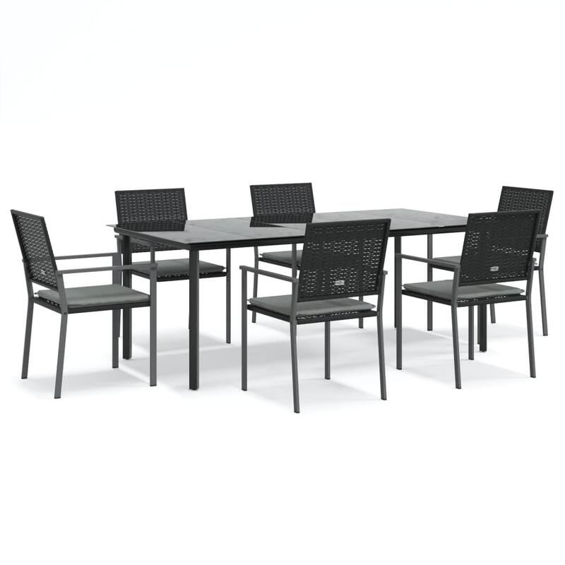 vidaXL Patio Dining Set Outdoor Dining Table and Chair Poly Rattan and Steel