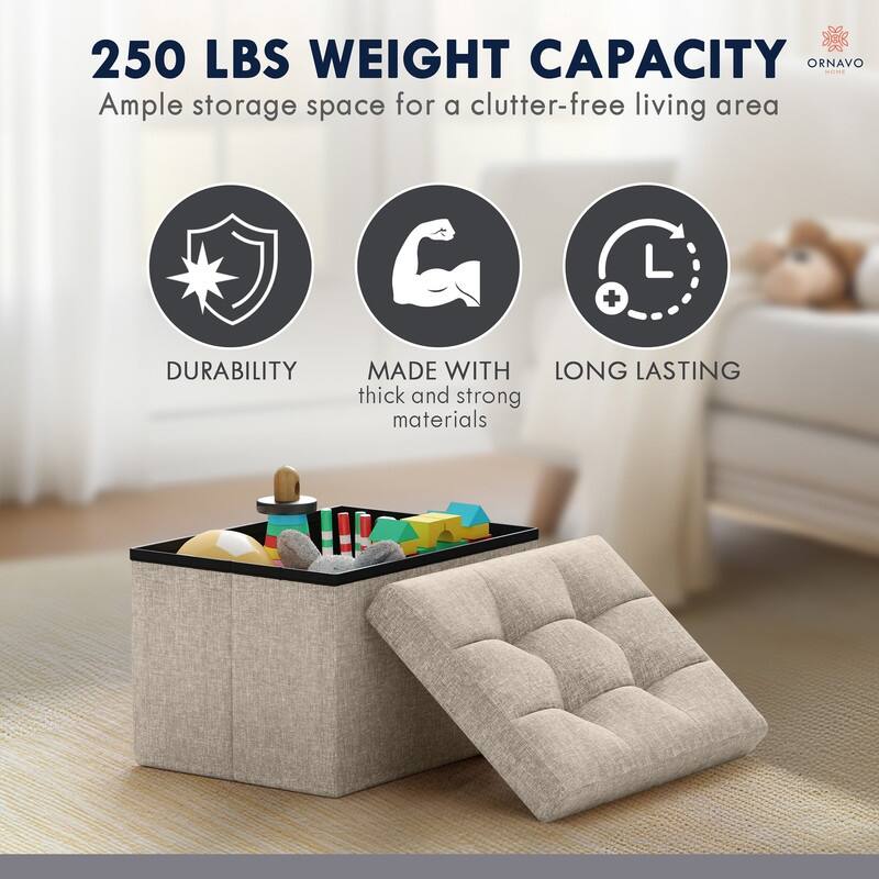 Small Foldable Rectangle Storage Ottoman