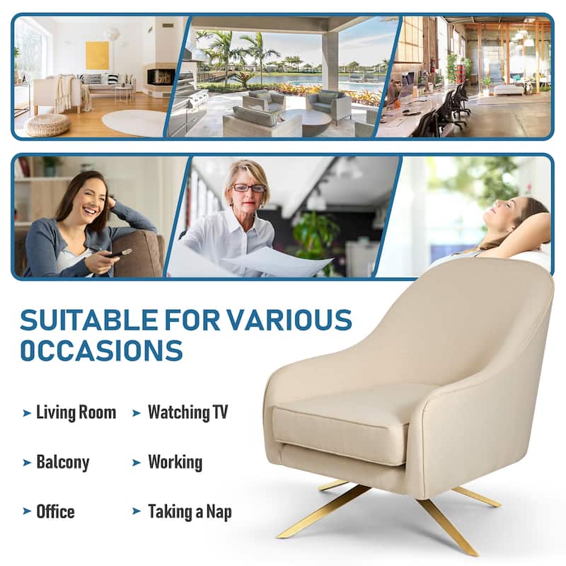 VredHom Modern Swivel Accent Chair with Stainless Steel Legs