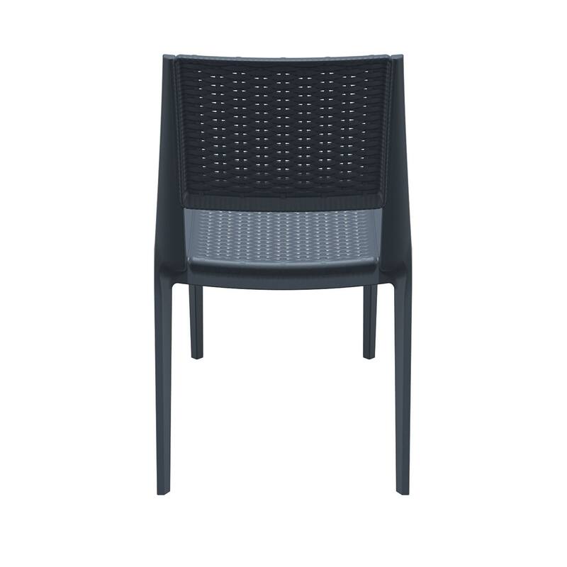 34" Gray Outdoor Patio Wickerlook Dining Chair