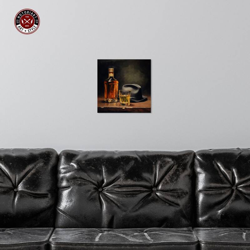 Notoriart Whiskey And Vintage Hat Gallery Wrapped Bar Cart Art For Men