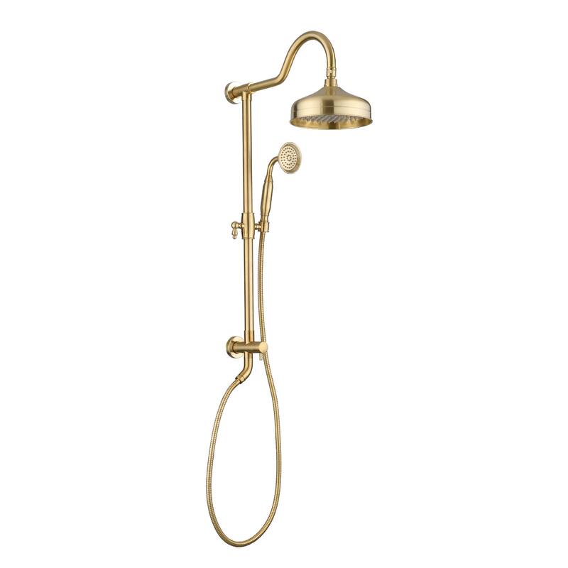 Proox Wall Mount Bathroom Rainfall Shower Fixtures Faucet with 8 inch Shower Head Handheld - Shower - Brushed Gold