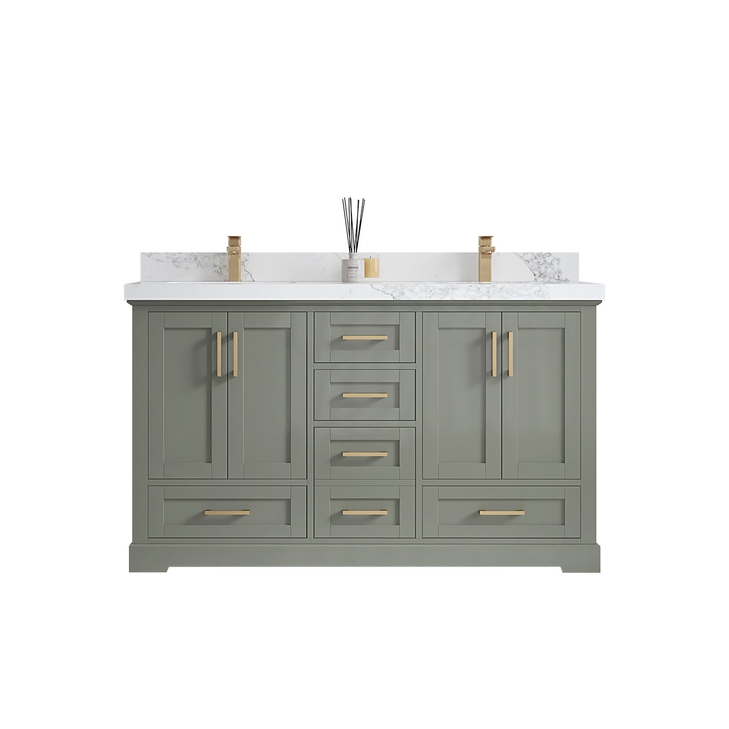 Willow Collection 60 in W x 22 in D x 36 in H Boston Double Bowl Sink Bathroom Vanity with Countertop