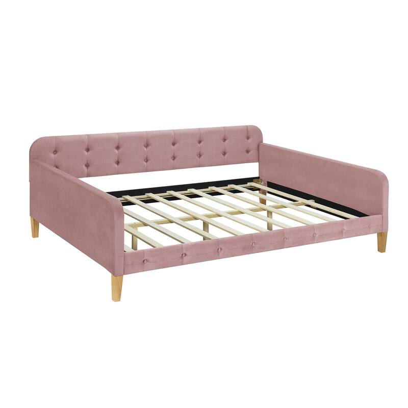 Upholstered Daybed w4 Support Legs, Button Tufting Loveseat Sofa Bed