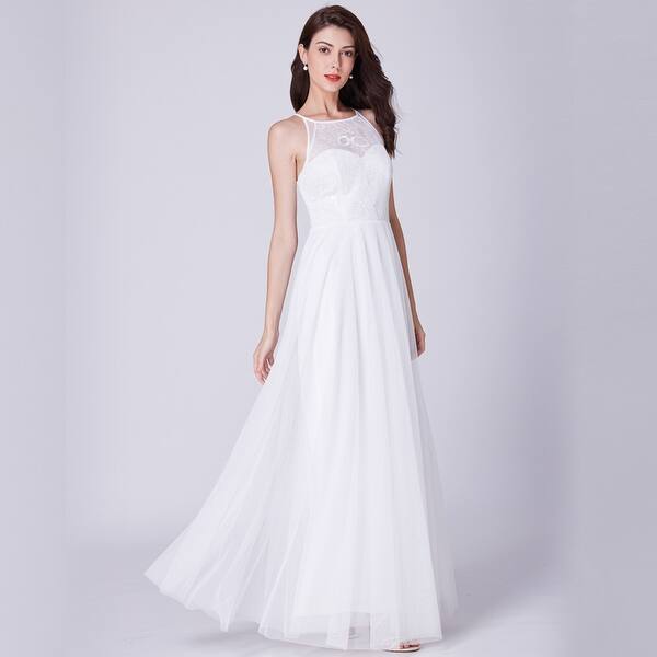 Shop Ever Pretty Women S Halter Neck Lace White Wedding Dress