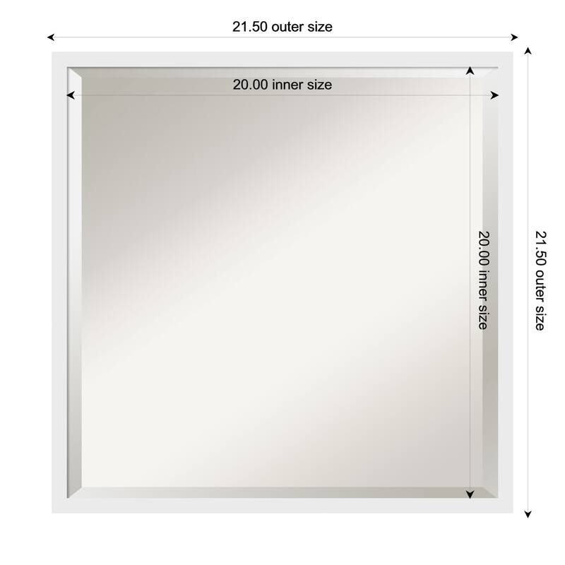 Incline Beveled Wood Framed Bathroom Vanity Wall Mirror - 22 x 22 in - Incline White