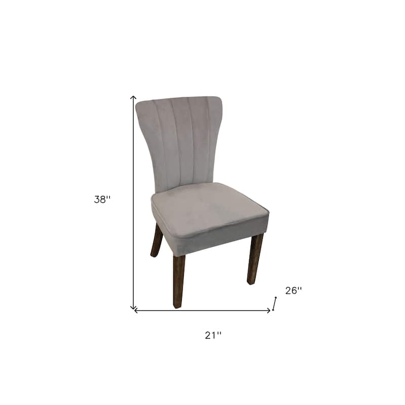 HomeRoots Set of Two Gray And Brown Upholstered Velvet Dining Parsons Chairs
