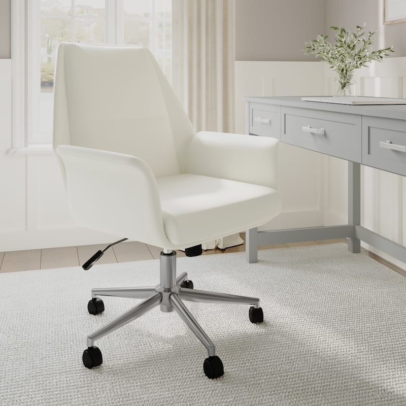 Martha Stewart Upholstered Swivel Home Office Chair with Flared Arms - 30"D x 28.75"W x 40.75" - 44.5"H