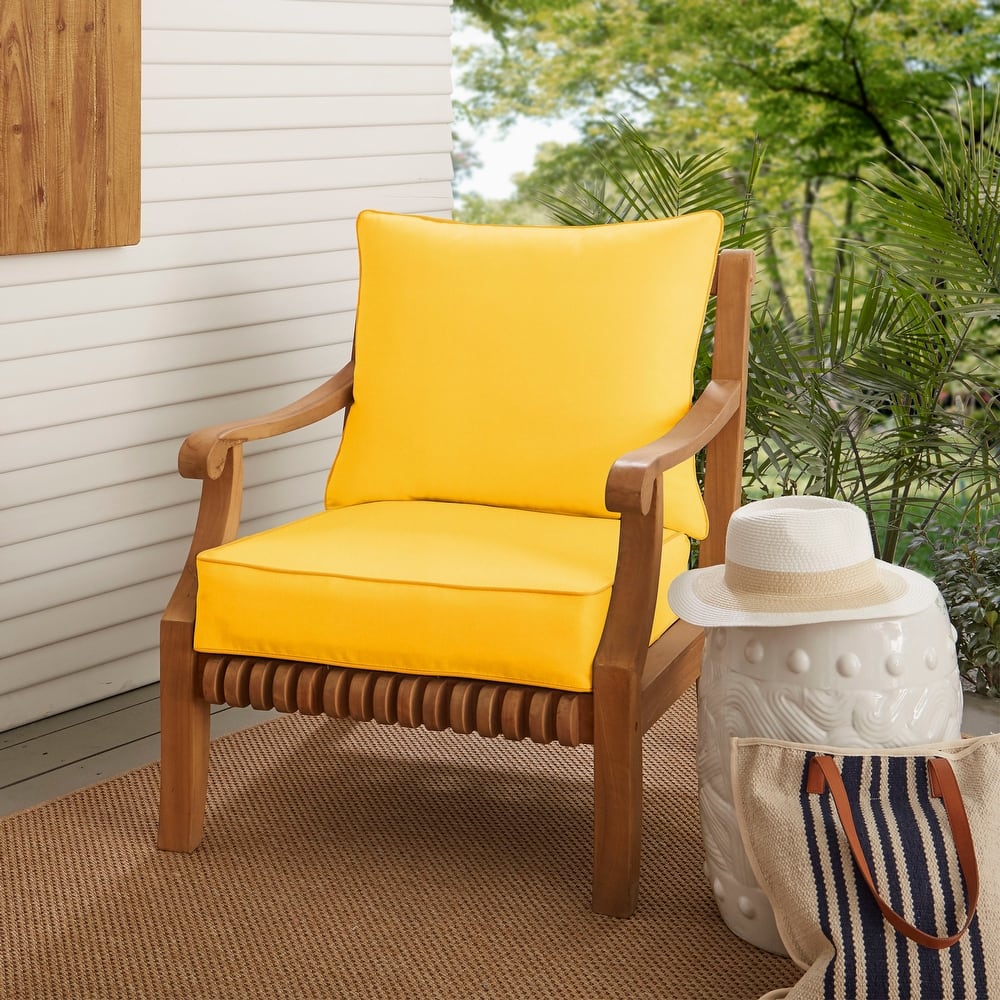 Kokomo Solid Color Sunbrella Fabric Lounge Pillow and Cushion Set - 23.5 in w x 23 in d