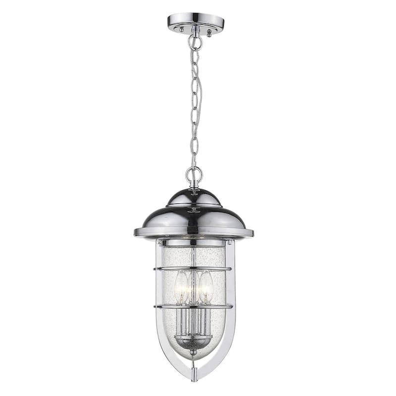 HomeRoots Dylan 3-Light Chrome Hanging Lantern - 10' X '18.5' X '10