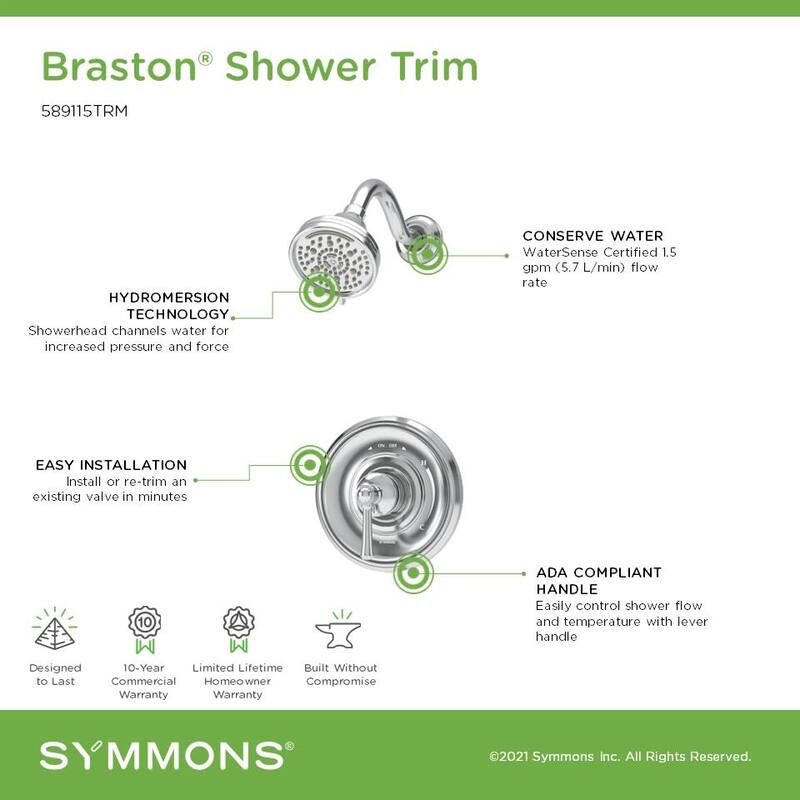 Symmons 589115TRM Braston Shower Only Trim Package with 1.5 GPM Multi