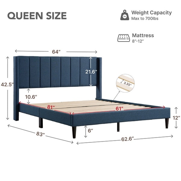 話題の人気 Eleanor Stripe Vertical with Frame Bed Platform Upholstered 絵画