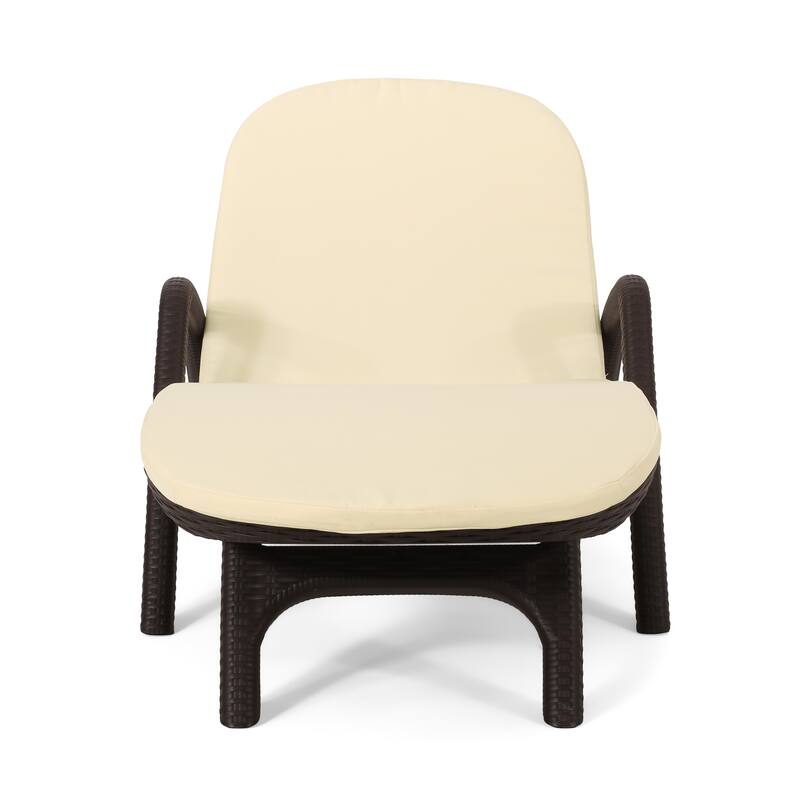 Outdoor Chaise Lounge Chair with Cushion, Adjustable Backrest Recliner Sun Lounger