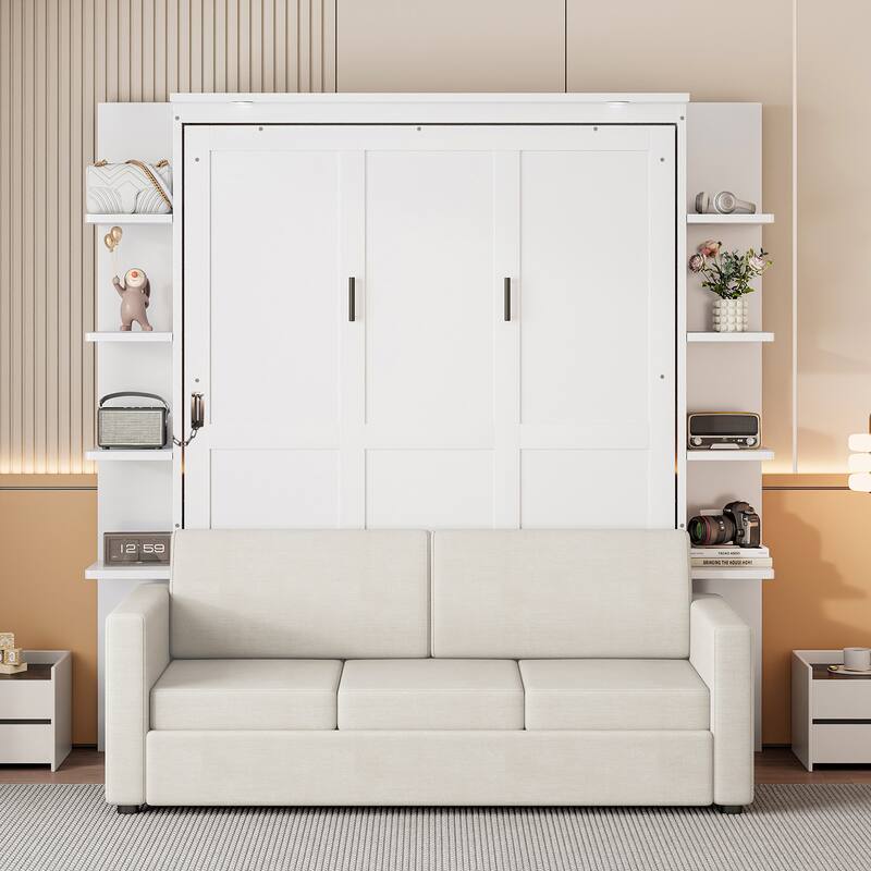 Queen Size Murphy Bed with Sofa - Convertible Wall Bed with Built-In Sofa for Living Rooms & Studio Apartments