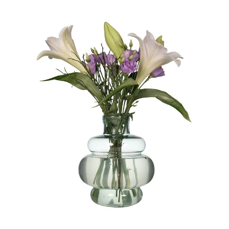 Transparent Narrow Neck Recycled Glass Vase - 10" - Clear