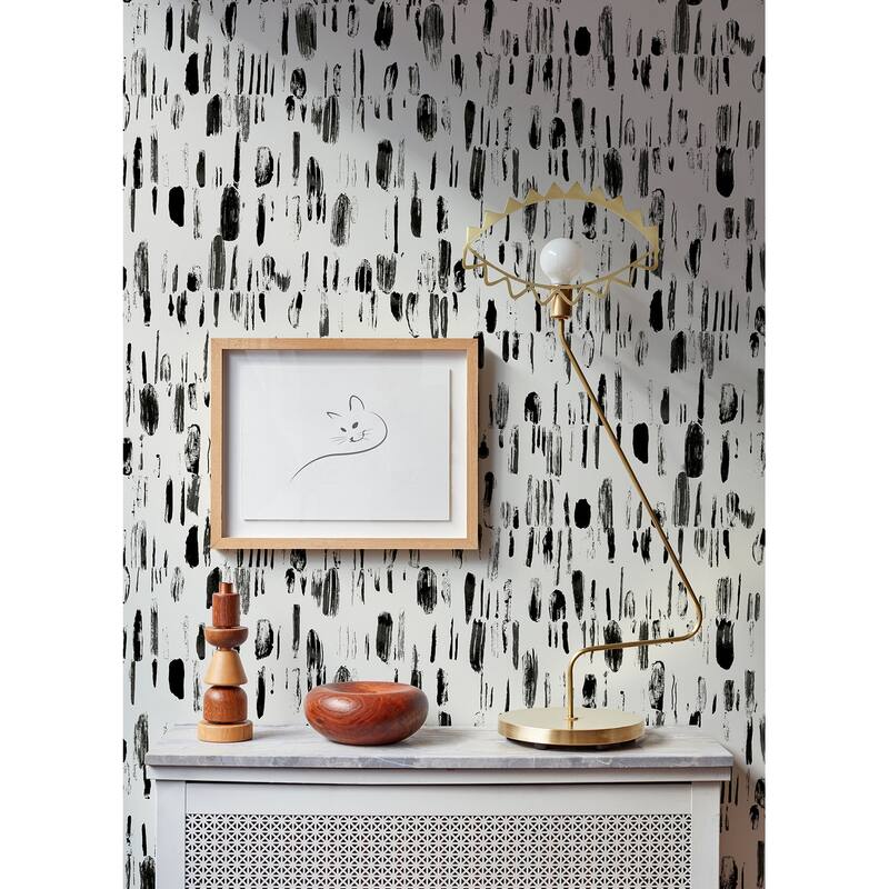 A-Street Prints Dwell Black Brushstrokes Wallpaper