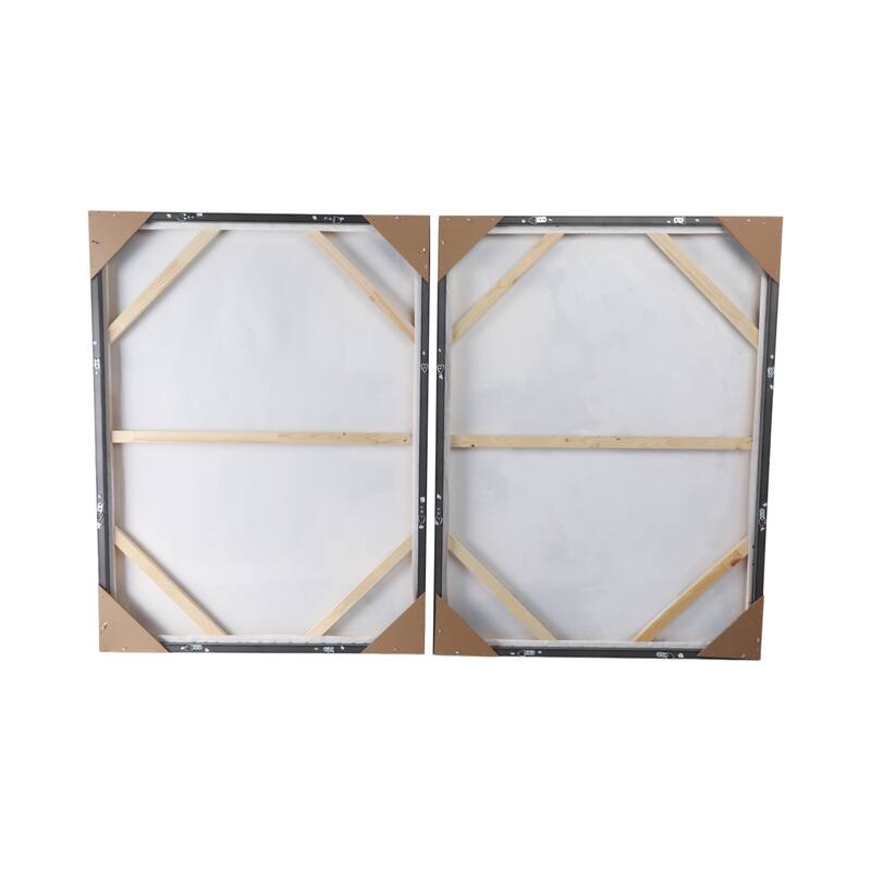 Wood Canvas Wall Arts Abstract Design Panels (Set of 2) - 48" Black