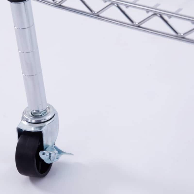 6-Layer Plastic Coated Polygonal Corner Shelf with 2" PP Wheels - (26.77 x 26.77 x 70.87)"